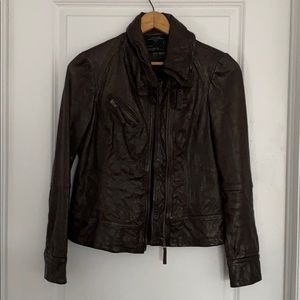 All saints leather jacket - chocolate size 6(UK12)